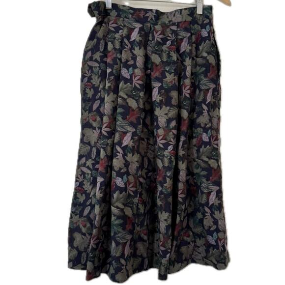 Vintage Geiger Collections Floral Lined Pleated Full Midi Skirt w/ Pockets-30" - Picture 1 of 7
